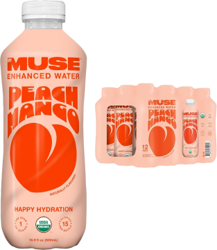 mymuse organic water - peach mango - 12 pack