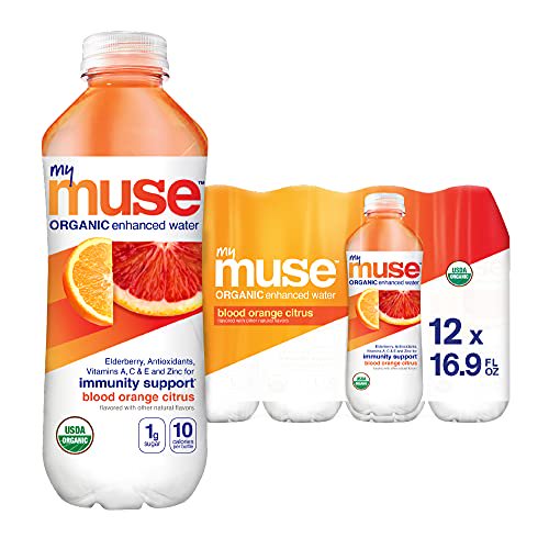 mymuse organic water - blood orange citrus - 12 pack